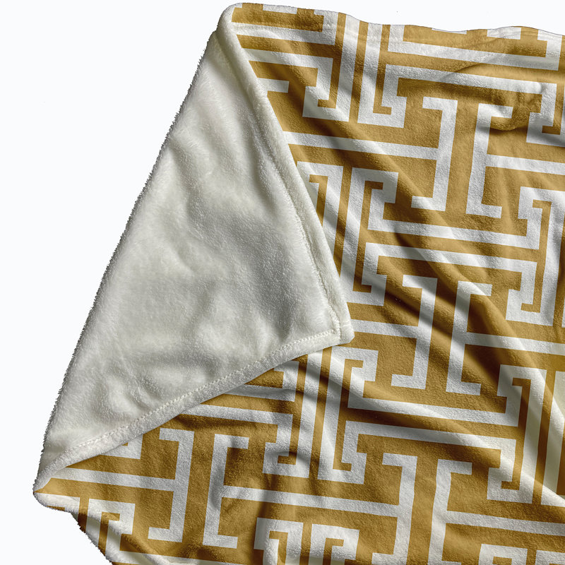 Greeko Throw Blanket, 60" L x 50" W x 0.5" D, Dijon