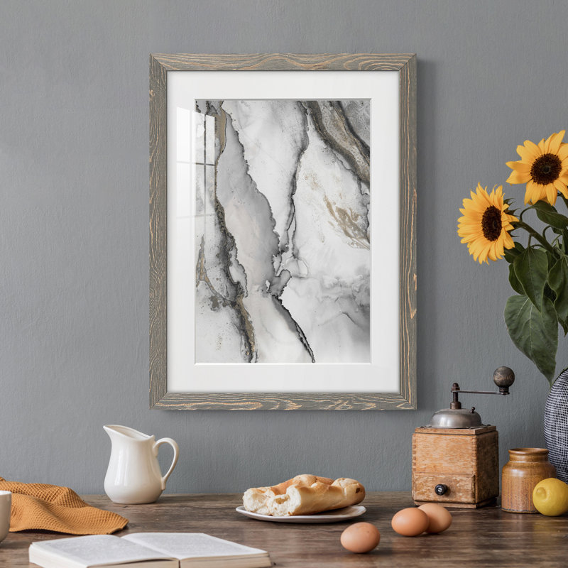 «Abstract Ink Fantasy I» - reproduction de cadre photo, H 20 po x l 17 po, Papier avec cadre gris, Oui