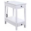 Table de salon blanche avec 2 tiroirs et un compartiment ouvert pour une solution de rangement organisée