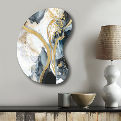 Marble Painting Textured V - Abstract Marble Boom Shape Irregular Metal Wall Decor
