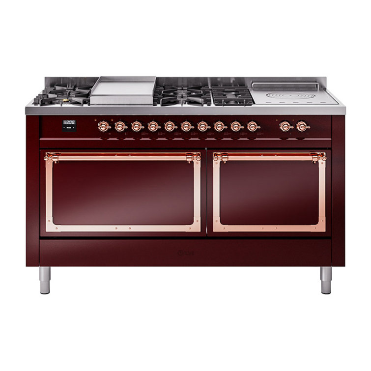 ILVE Nostalgie II Noblesse 60 in Dual Fuel Range 7 Burner, Griddle, Frenchtop