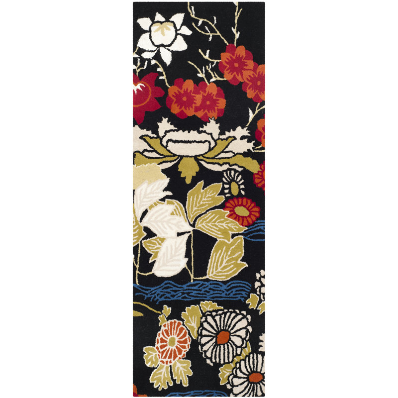 Tapis floral en laine touffeté à la main Mccullough, Tapis de couloir 2 pi 3 po x 7 pi