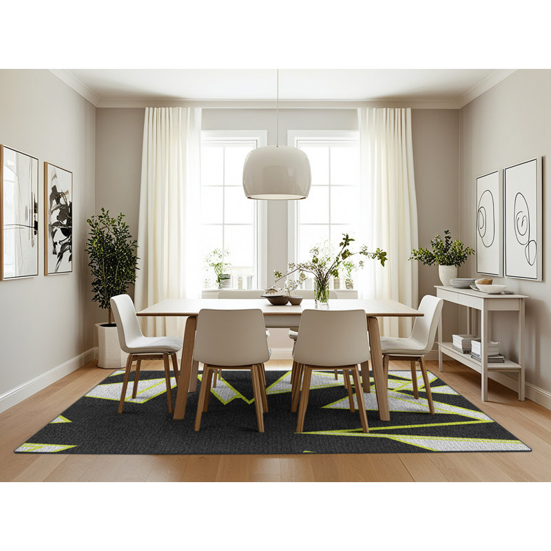 Noir Tapis décoratif, Rectangle 7 pi x 10 pi