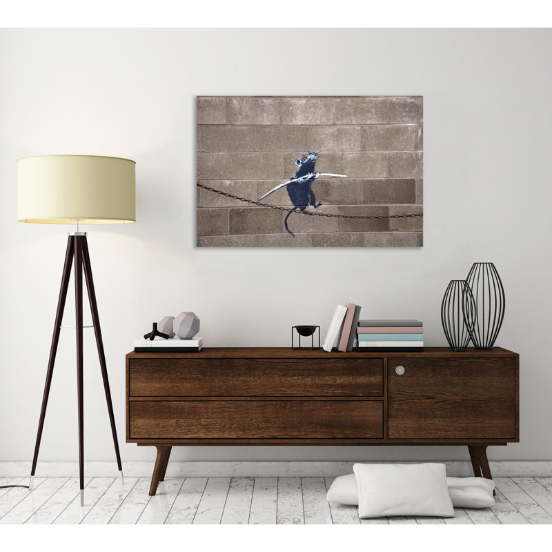 «Rat On A High Wire» par Banksy, reproduction d'art graphique sur toile, H 20 po x l 30 po x P 1,5 po