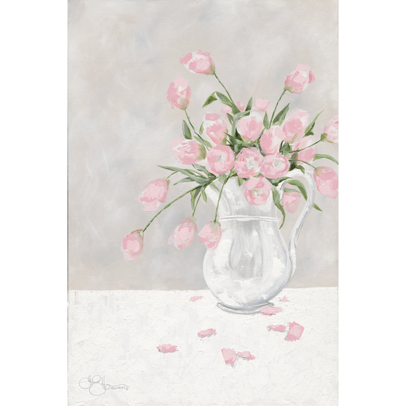Tulipes roses - peinture, H 12 po x l 8 po, Non, Toile tendue