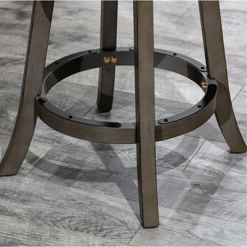 Tabouret de bar de 30 po de hauteur au fini gris patiné avec tissu gris anthracite - tabouret pivotant de qualité, finition, siège