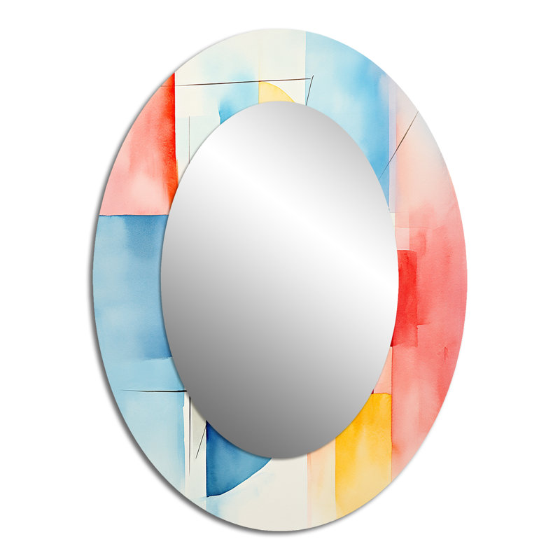 Miroir mural ovale Mid-Century, 40 po x 30 po