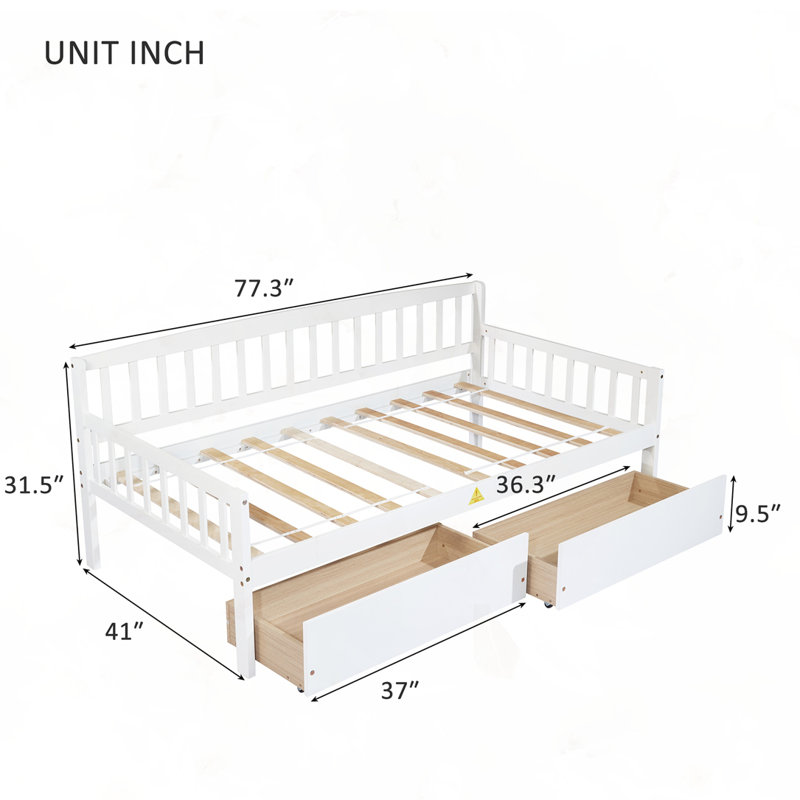 Daybed with two Storage Drawers Twin size, white