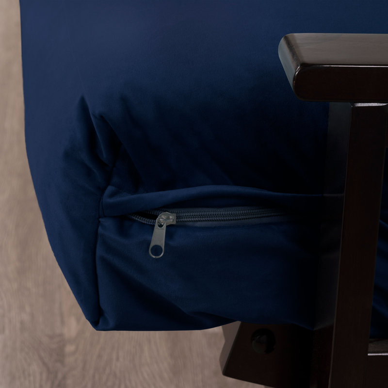 Housse pour futon Velvet-Soft, Polyester bleu marine