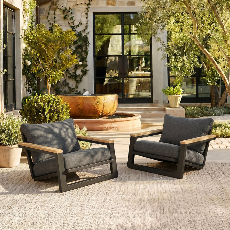 Patio Aluminum Chair Set, Dark Gray
