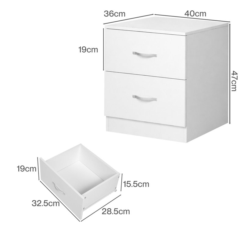 40cm W Manufactured Wood Bedside Table