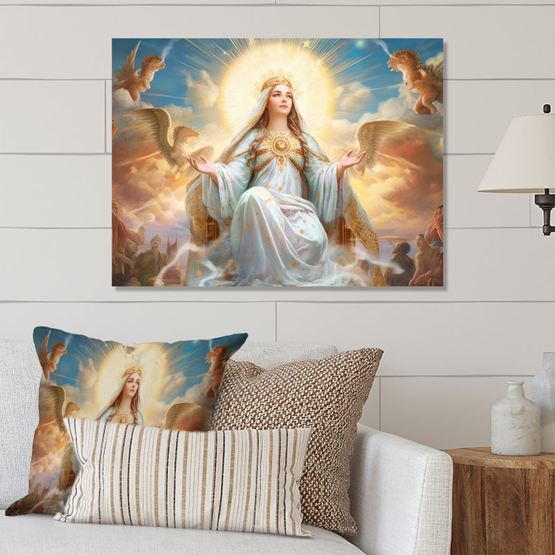 Mary Mary Praying In Heaven II - Christianisme, décoration murale en métal, H 12 po x l 20 po x P 1 po