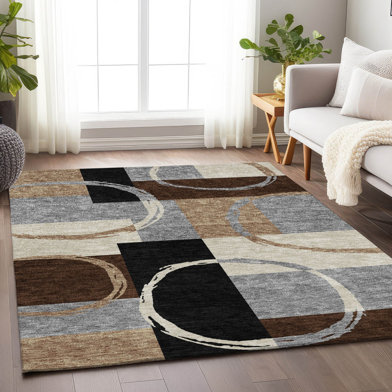 Tapis en étain de qualité supérieure lavable à la machine Prisco, Rectangulaire 8 pi x 10 pi