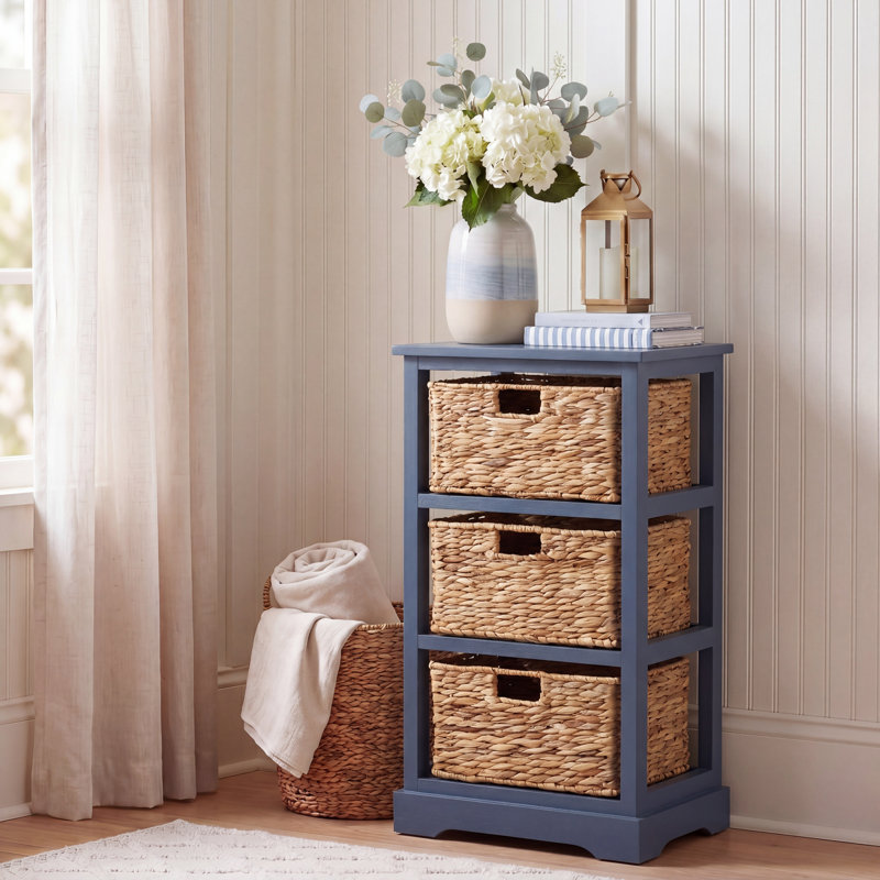 Table de bout à 3 tiroirs avec rangement Painswick, Bleu