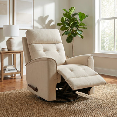 22.83'' Wide Oversized Recliner, Manual Recliner Adults Soft Overstuffed Arms And Back,Velvet Recliner Chair, Recliner Chairs for Adults 400LBS, Extra Wide Recliners, Large Recliner Chair for Living Room, Bedroom-Beige