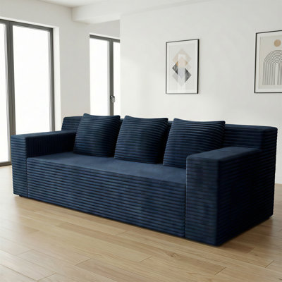 Corduroy Loveseat Sofa with 3-Pillows, No Assembly, Modular Sofa, Easy Care for Living Room, Apartment
