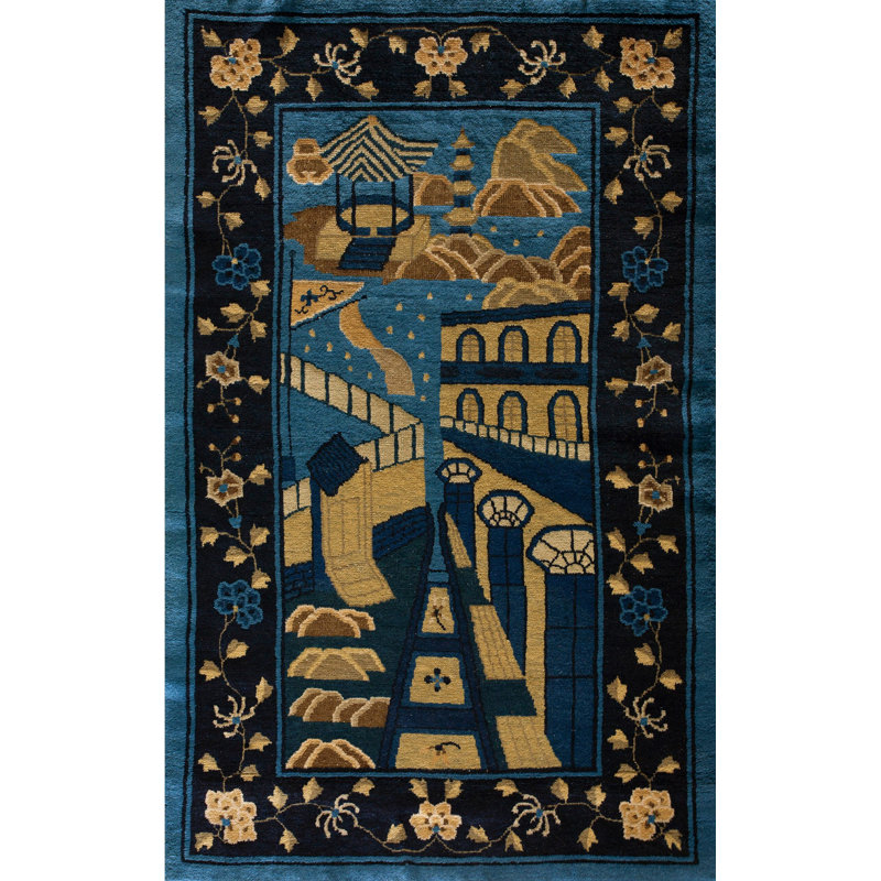 Antique Scenic Pictorial Peking Chinese Rug