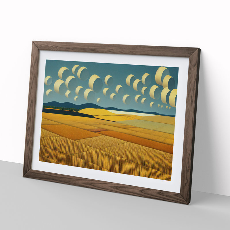 Evolving Wheat Field - Framed Print, 34cm H x 46cm W x 2cm D, Walnut