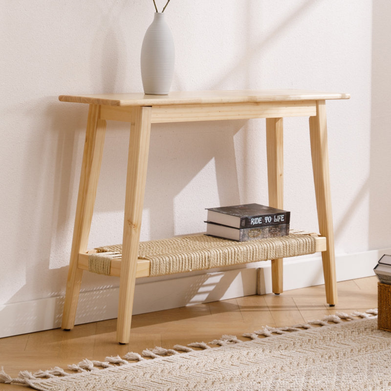 46'' Console Table Sofa Table With Wood Frame And Legs, Nature