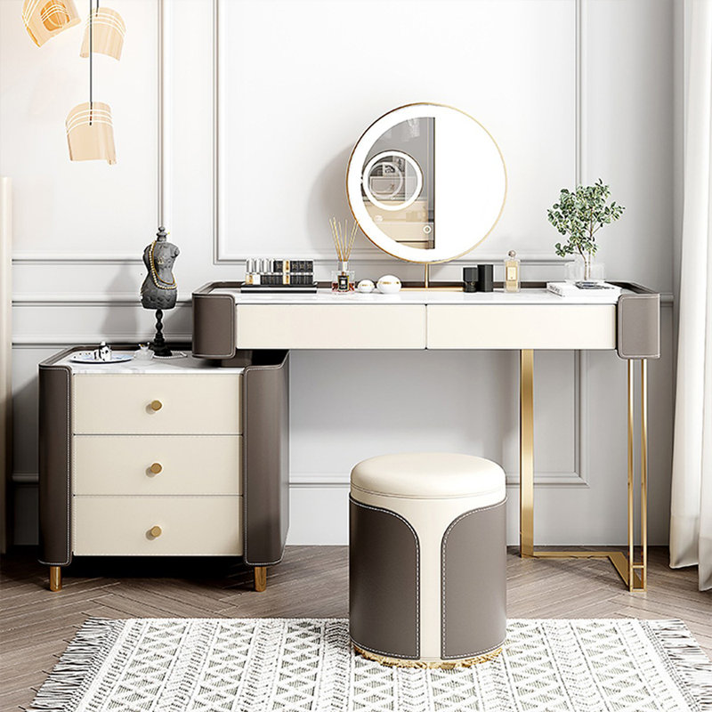 Makeup Vanity with Light mirror,5 drawers,1 chair