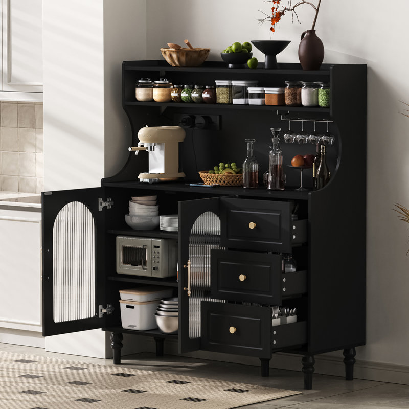 139cm Kitchen Pantry, Black