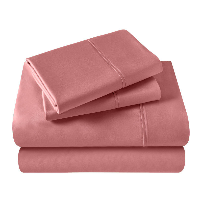 Egyptian Cotton 400 Thread Count Solid Deep Pocket Bed Sheet Set, Twin XL Sheet Set, Blush
