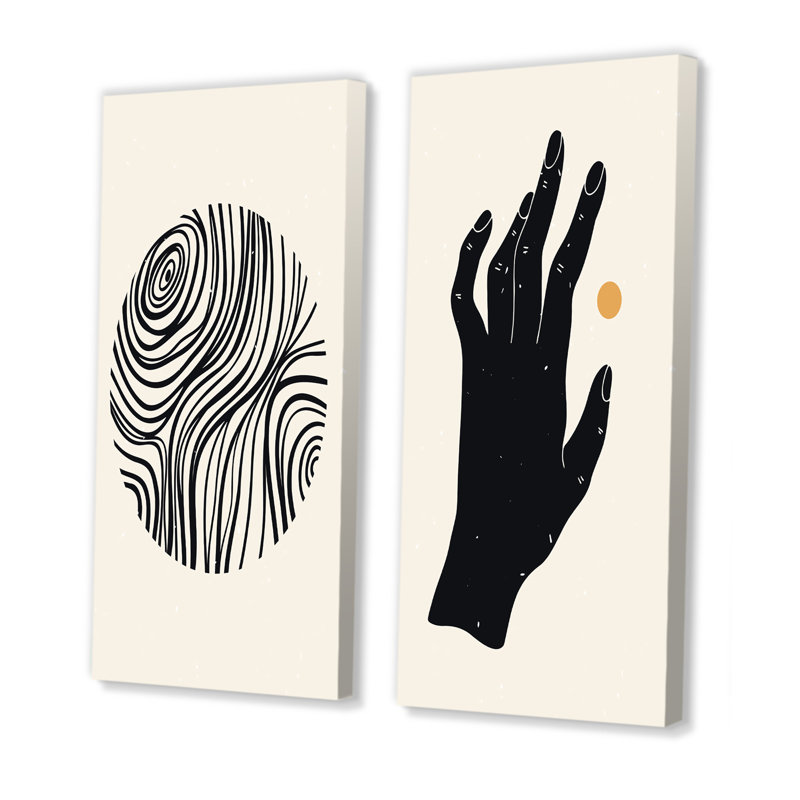 «Minimalistic Mon monochrome Illustration I», ensemble de 2 impressions, Toile tendue, H 32 po x l 32 po x P 1 po