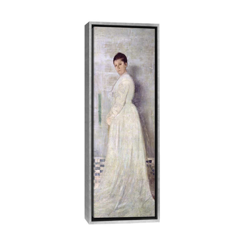 Harmonie en blanc - impression d'art mural, 36 po x 12 po, Toile avec cadre, Argent