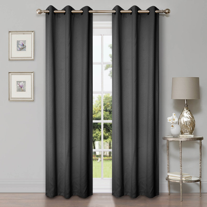 Wiechmann Geometric Shimmer Abstract Room Darkening Curtain Panel Set, Gray, 42" W x 96" L