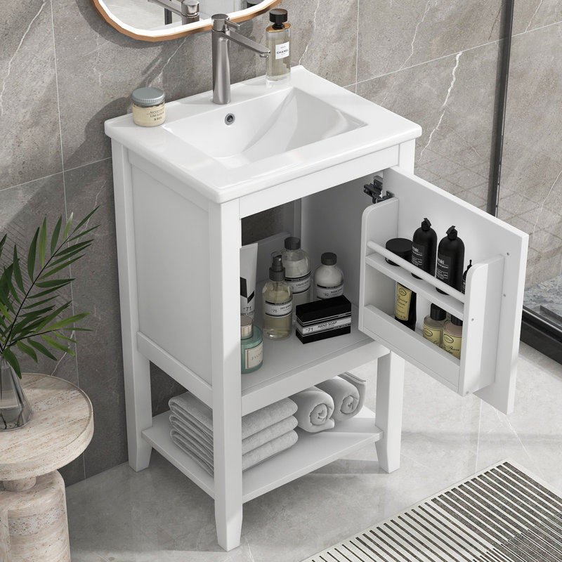 20'' Single Bathroom Vanity With Ceramic Top, White