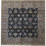 Hand-Knotted High-Quality Black Square Area Rug