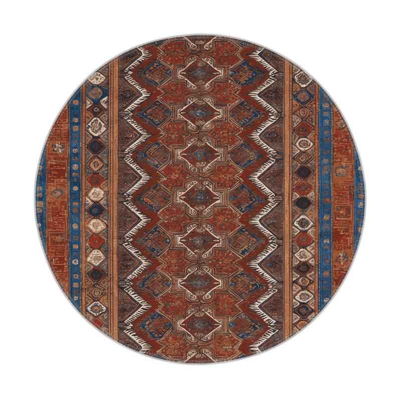 ArtDeco Brown Indoor and Outdoor Area Rug, Round 5'