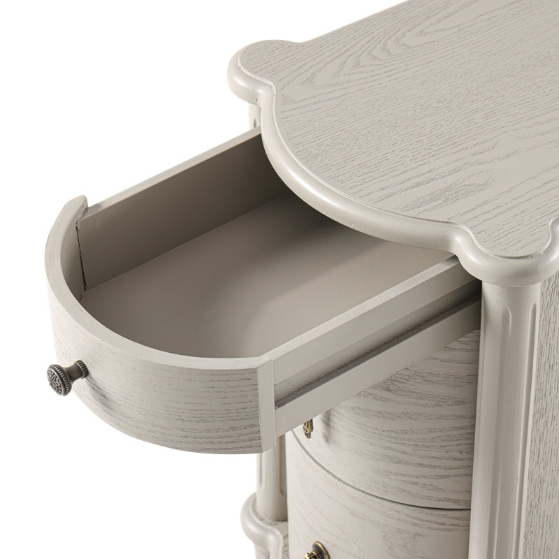 Table de chevet 3 tiroirs avec station de charge Mid-Century, Gris