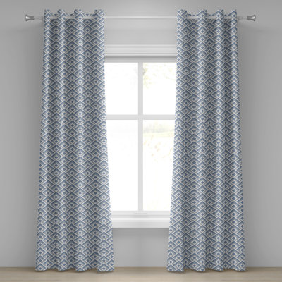 Ambesonne Modern Grommet Curtain 2-Panel Window Drapes, 50"x120", Slate Blue Blue White