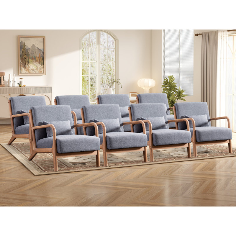 Chaise d'appoint rembourrée Mid-Century de 25,78 po de large Cashel avec coussin supplémentaire (ensemble de 8)