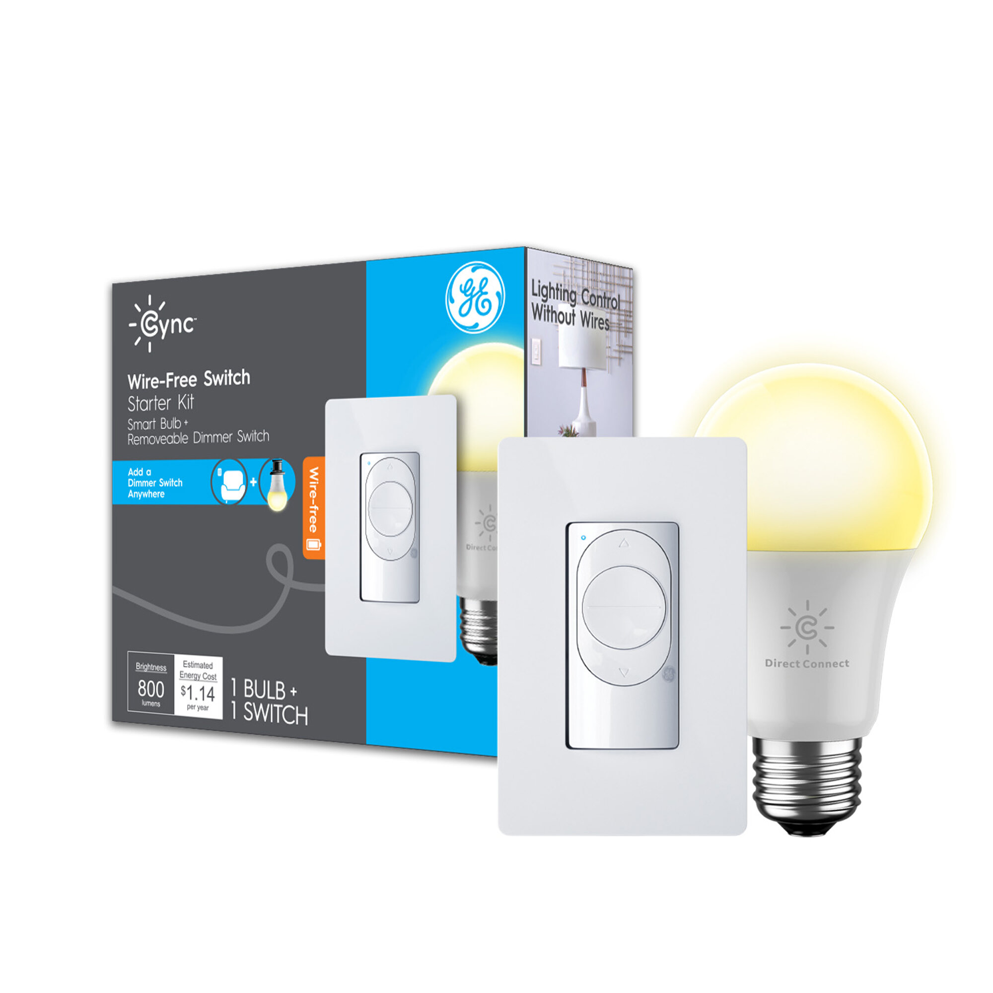 GE Cync Smart LED Light Bulb, 60 Watt, Color Changing, A19 Bulb, Medium Base