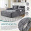 Canapé-lit Lazy avec 3 coussins - tissu chenille, sans assemblage pour le salon | Gris | Chenille