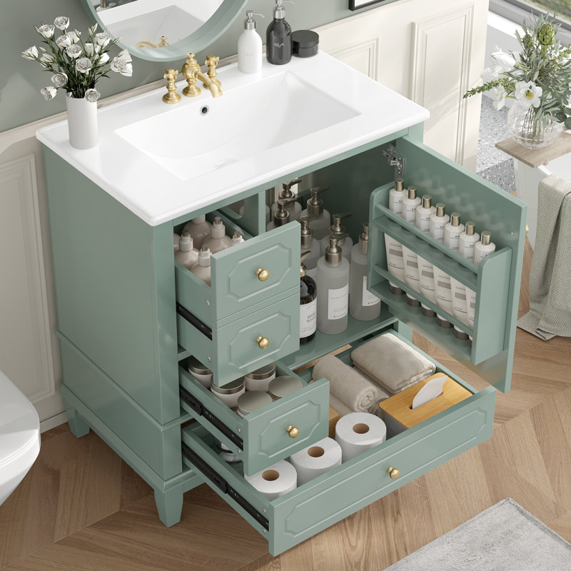 Meuble-lavabo 30 po avec lavabo, Vert