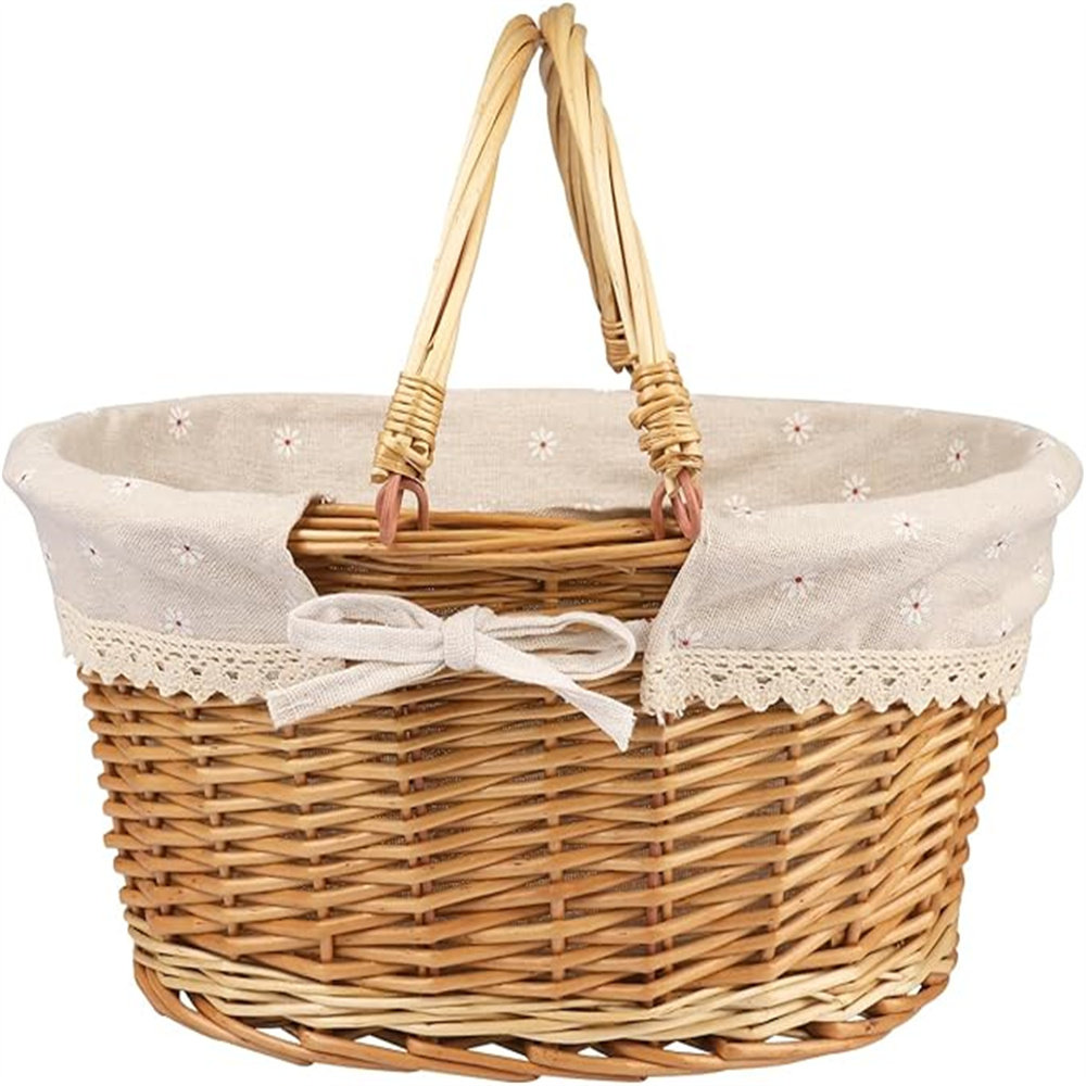 Gracie Oaks Large Multipurpose Wicker Basket With Handle, 14.2 X 11 X 6 ...