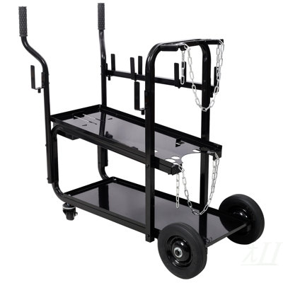Heavy Duty 2-Tier Rolling Welding Cart Portable Welder Storage Trolley with Wheels for MIG TIG ARC Welder Plasma Cutter and Welding Accessories,Black Color