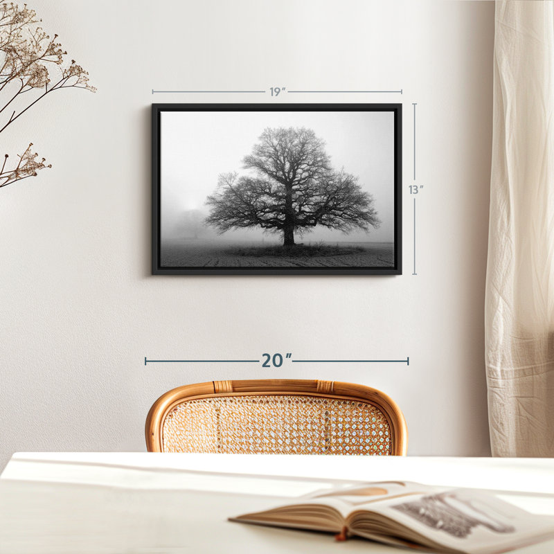 "Arbre dans une brume, art mural", H 19 po x l 13 po