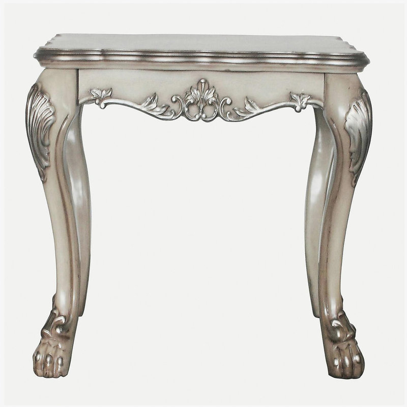 Table de bout carrée rétro blanc os