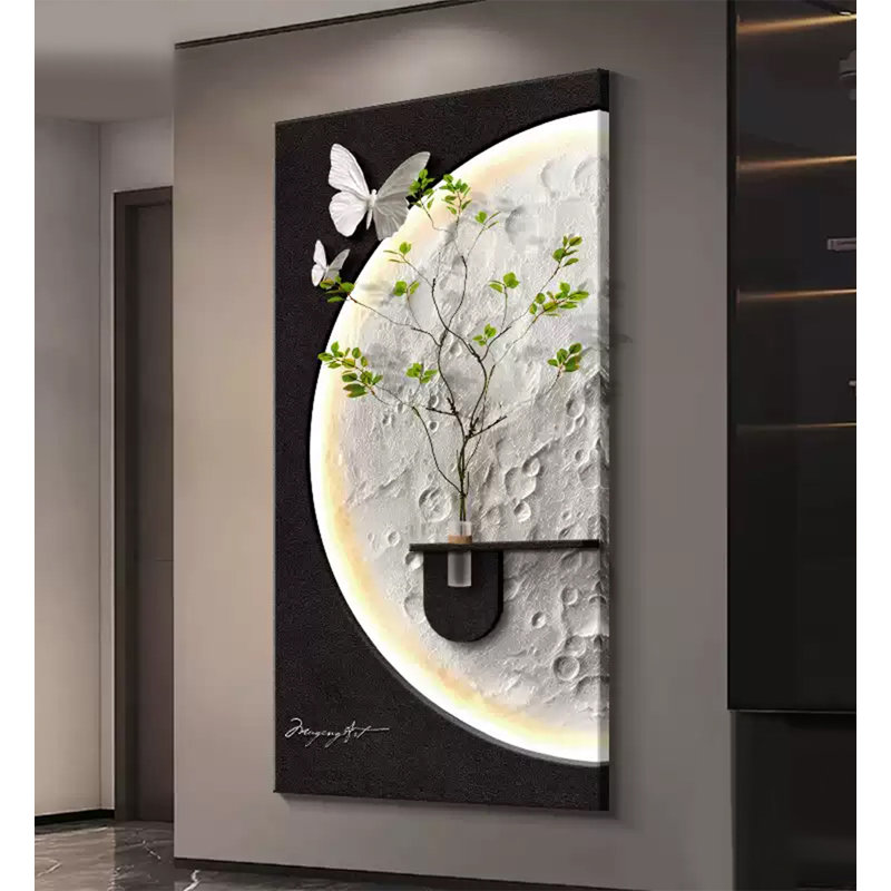 Décoration murale moderne moderne minimaliste en plantes grès vertes, H 39,37 po x l 19,69 po x P 1,97 po