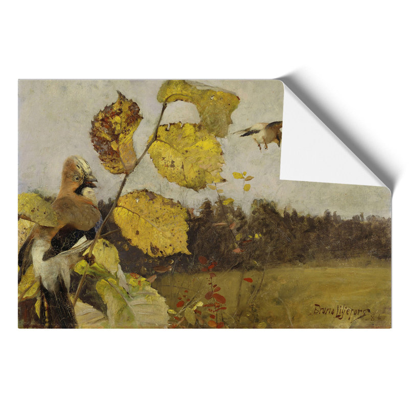 Jay Birds by Bruno Liljefors - No Frame Painting, 42cm H x 59cm W x 0.1cm D