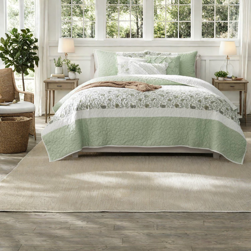 Ensemble de literie élégant en percale de coton 6 pièces, maison de campagne florale