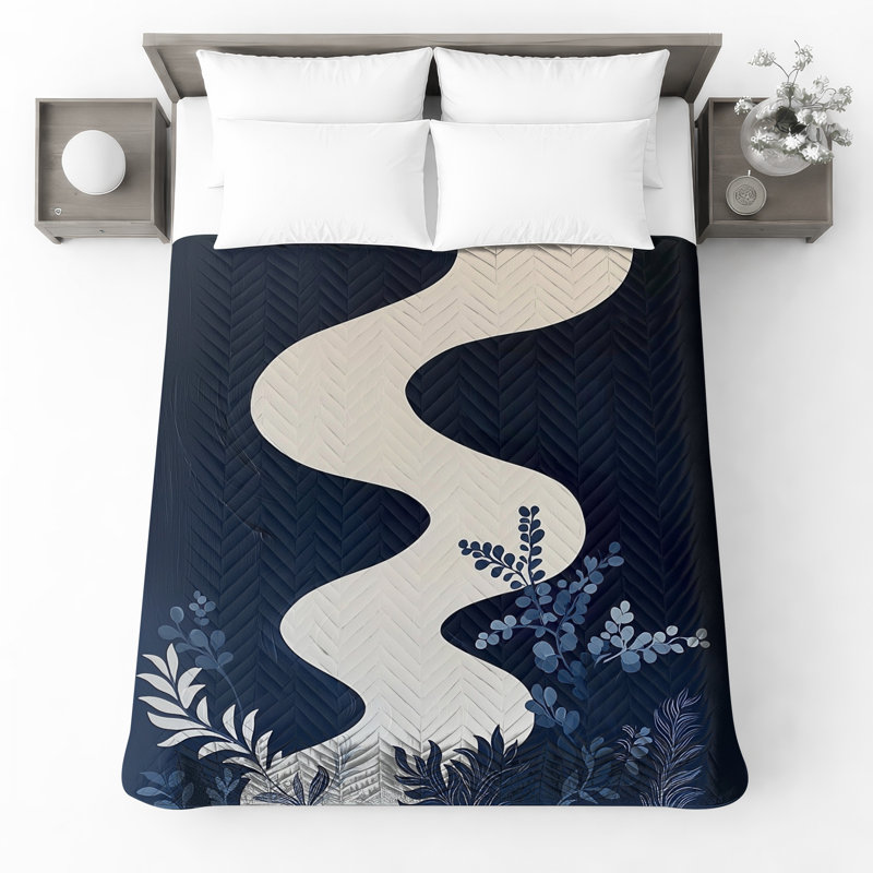Curved Pathway Quilted Bedspread All Sizes, King