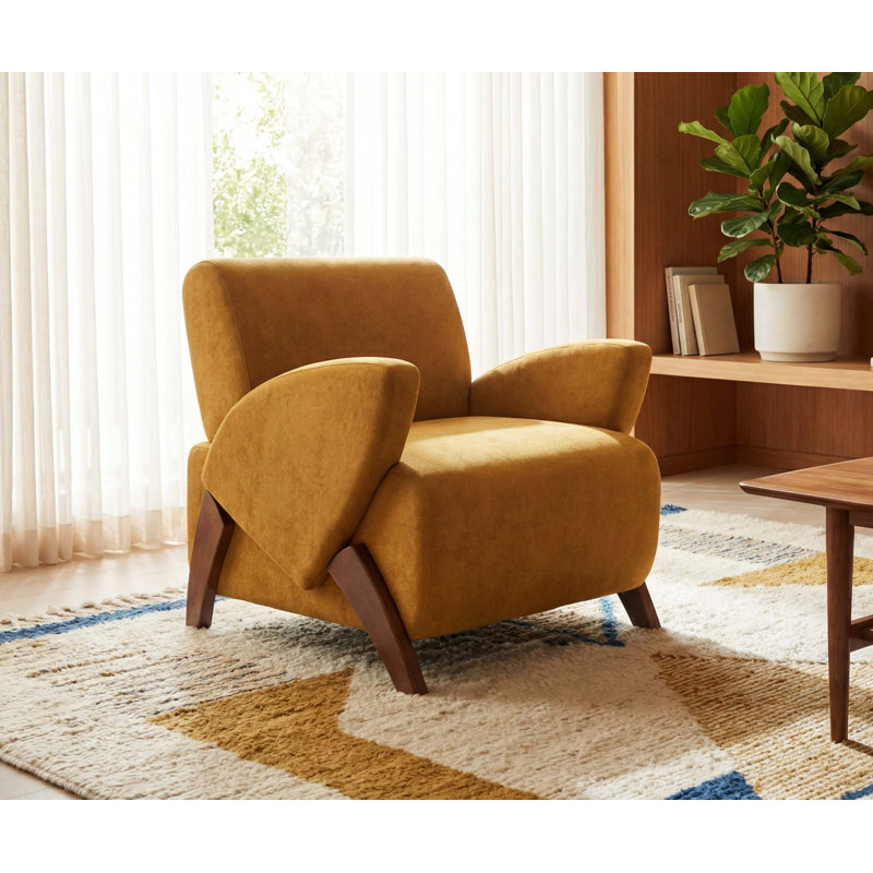 Fauteuil d'appoint en velours peu encombrant avec confort moelleux, Curcuma