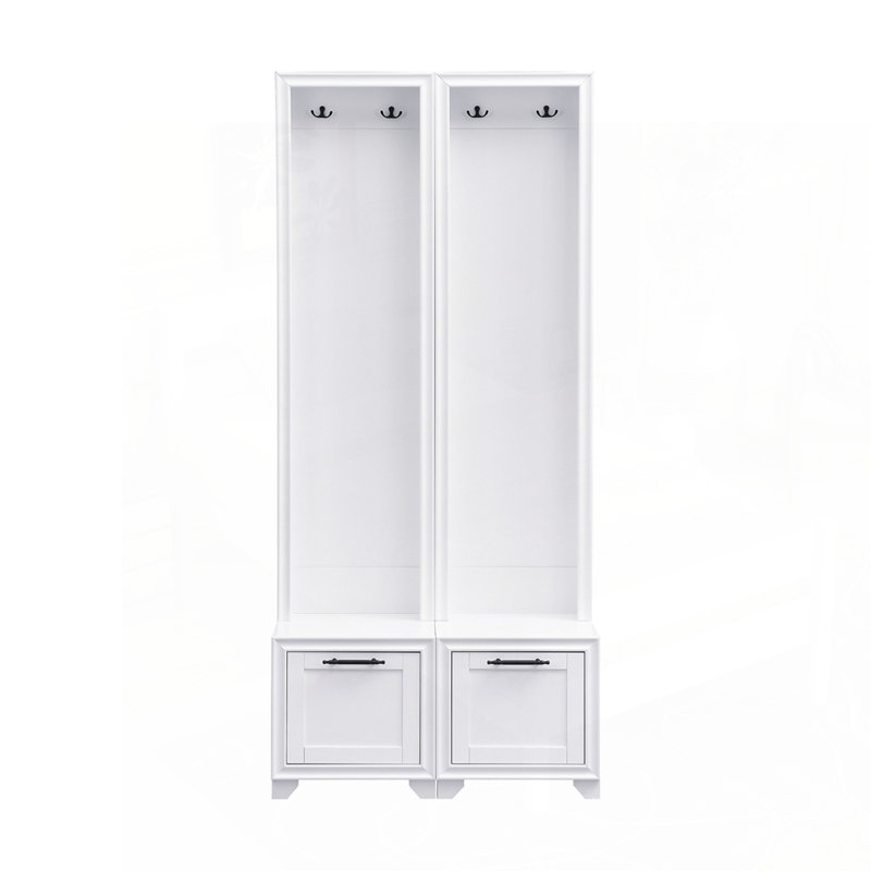 Ensemble de 2 portemanteaux d'entrée avec tiroirs de rangement pour le couloir, Blanc