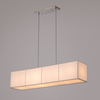 Wanakah 48-Inch 6 - Light Kitchen Island Linear Chandelier Textured Linen White Shade Reflector bottom