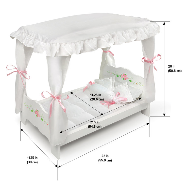 Badger Basket Round Doll Crib Bed w/Pink Bedding and Canopy FREE SHIPPING